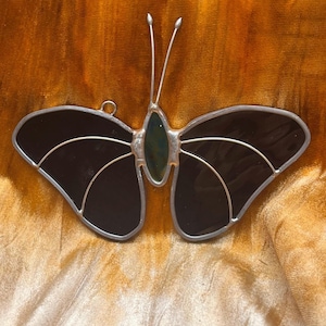 Purple Stained Glass Butterfly Suncatcher Window Hanging Art
