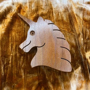 Small Novalty Wooden Unicorn Head w/ Music Box - Working Condition