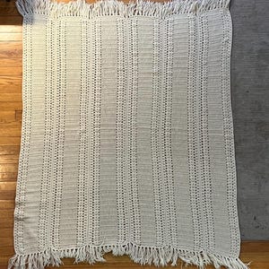 Boho Styled Fringe Handmade Beige Throw Blanket