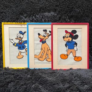 Zestaw 3 starych filcowych postaci Walta Disneya - Myszka Miki, Kaczor Donald i Pluto