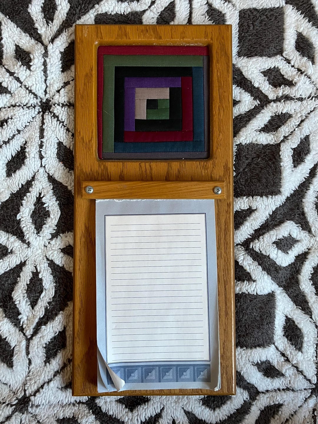 Vintage Cabin Quilt Square Wooden Wall Notepad - Office Kitchen ...