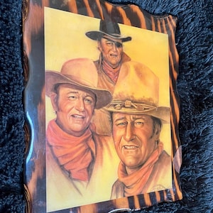 Antique John Wayne Lacquered Wall Art - Iconic American John Wayne Art