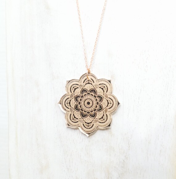 Rose gold mandala necklace discount