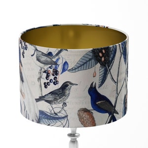 Flower lampshade - Blue Birds - Designer lampshade living room children's room lighting