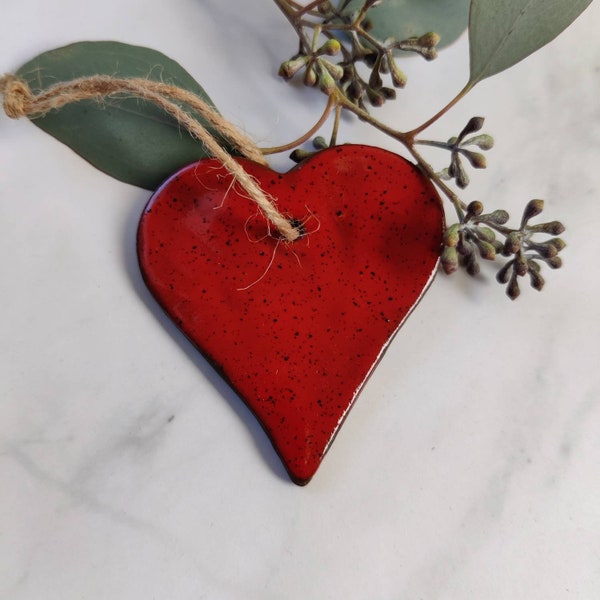 Herz Anhänger Keramikherz Keramik Rot Keramikschmuck Valentinstag, Liebe, Muttertag