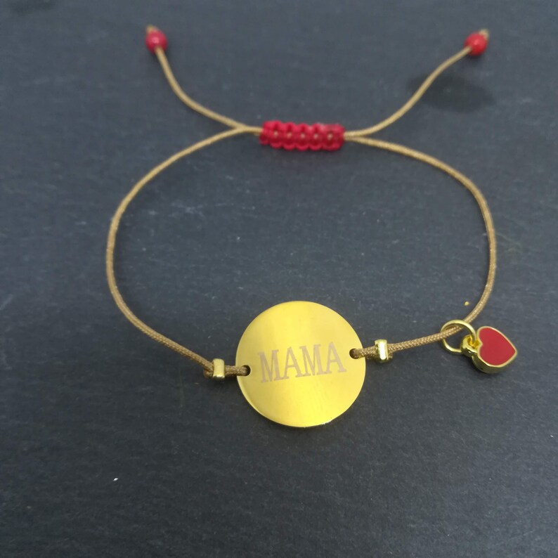 Mama Bracelet Mother's Day Bracelet in Gold and Red Color Etsy