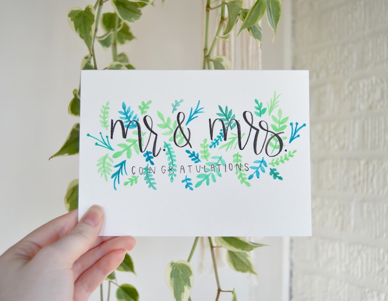 Hand Lettered Wedding Card Individual 5x7 Card /& mrs. mr
