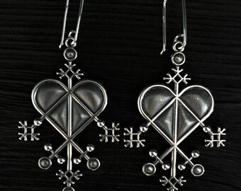 Sterling Silber filigrane Herz baumeln Ohrringe, handgemachte Schmuck
