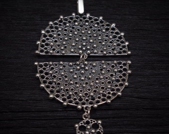 Modern Silver Pendant, Pendant in Sterling Silver 925, Lace Pendant, Handmade Jewelry, Gift for her