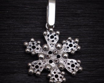 Stylish snowflake pendant, Charming snowflake, Oxidized silver pendant, Small snowflake pendant, Quality handmade jewerly, Made in Latvia
