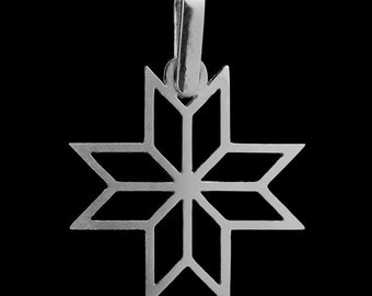 Simple pendant for everyday use with Latvian ethnic sign,Auseklis - Morning star, Quality handmade jewelry, Modern pendant, Protection.