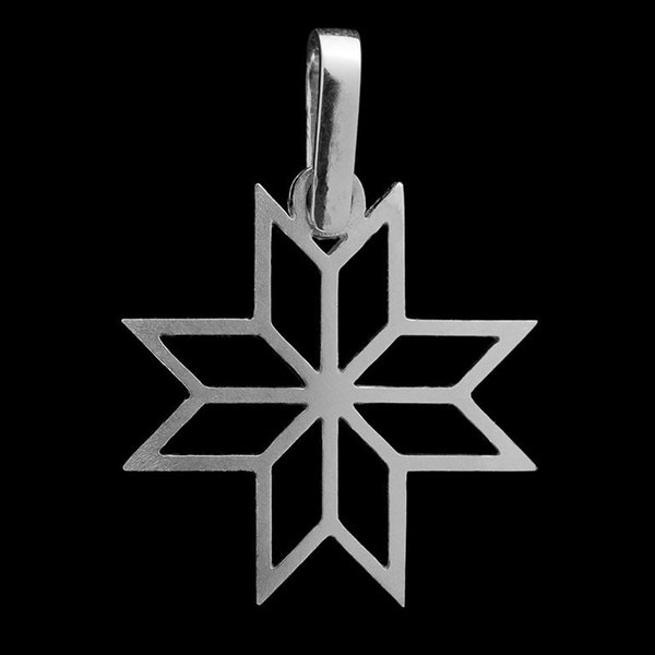 Simple pendant for everyday use with Latvian ethnic sign,Auseklis - Morning star, Quality handmade jewelry, Modern pendant, Protection.