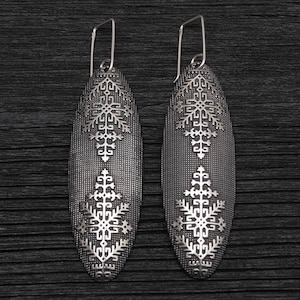 Bronze earrings with Latvian ethnic signs,  Lace Earrings, Handmade Jewelry, Gift for her