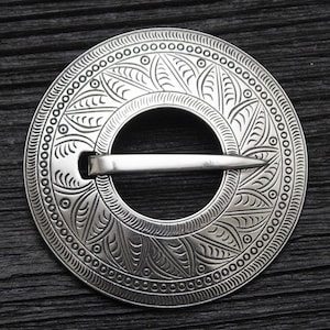 Latvian folk costume shirt brooch made of Silver or Bronze, Handmade Sakta, Authentic and historical. Zemgale, Tērvete. 16th-17th centuries.