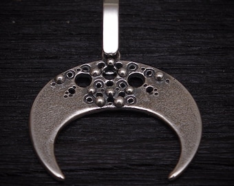 Handmade Sterling Silver Crescent Moon Pendant, Ethnic Design