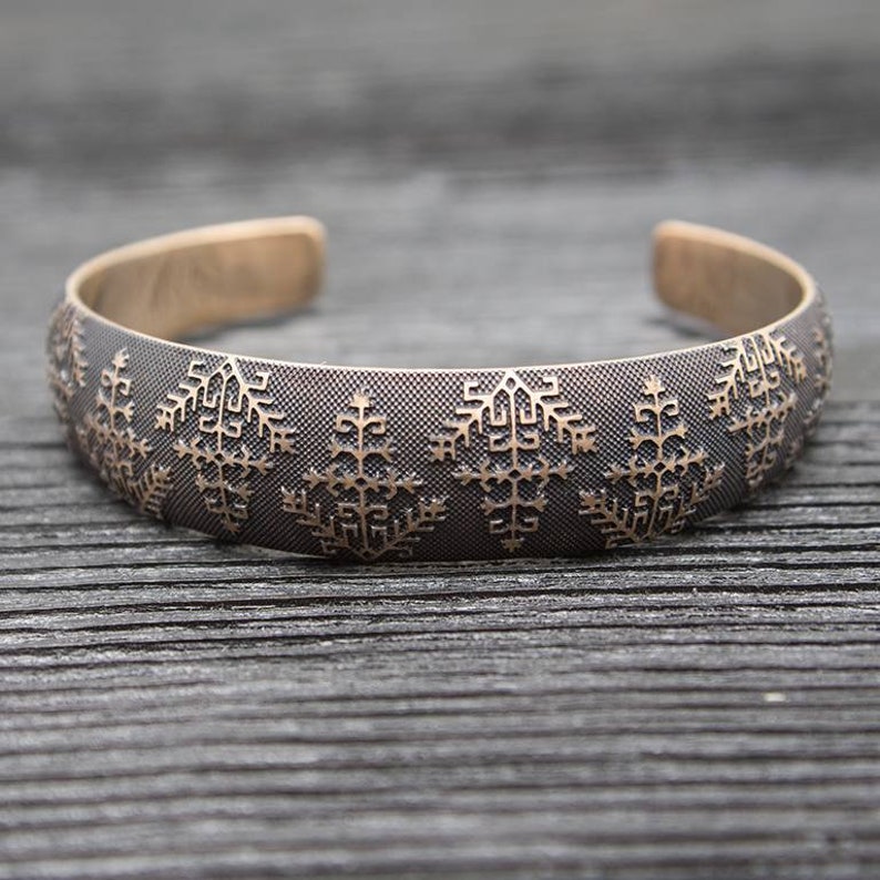 Silver or Bronze Bracelet With Latvian Ethnic Signs Sterling Etsy