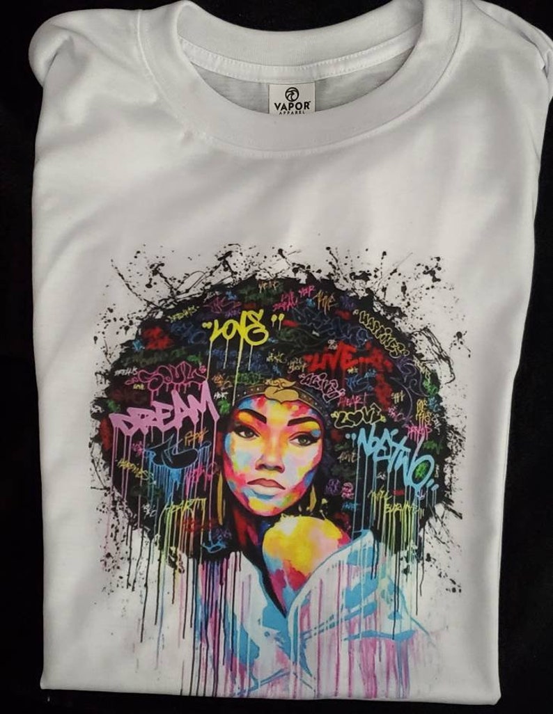 T-shirt Colorful Afro Premium Design Love to Dream Black girl Magic