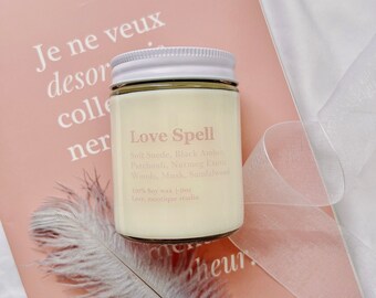 Minimalist Soy Candle-Love Spell, 9oz burning 45-55hrs, Home scent, Refresh candle, Stress relief gift, Candle gift for her, Seasonal gift