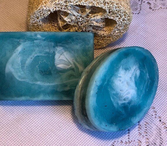 Icelandic Eldjokull Soap/Volcanic Ash Soap/layered soap/Iceland/Eyafjallajokull/Fire Glacier/Exfoliating Soap/Blue Water/Travel/Gifts/women