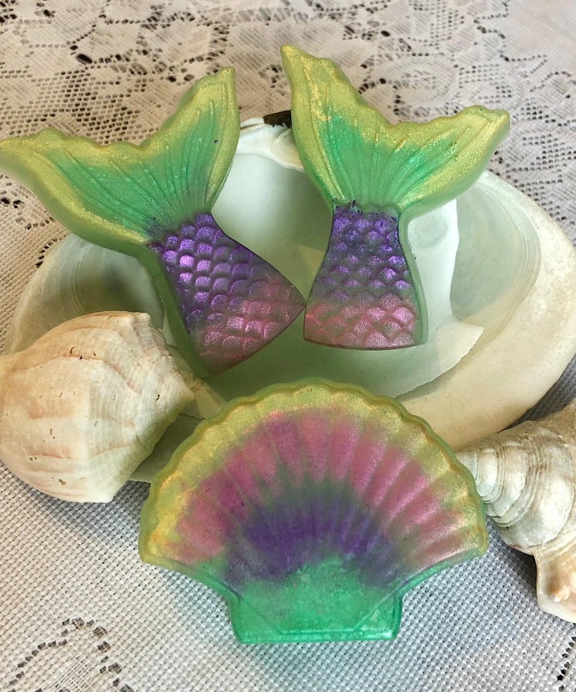Mermaid Tail Soap/sea Shell Soap/birthday Gifts for Kids/olive - Etsy