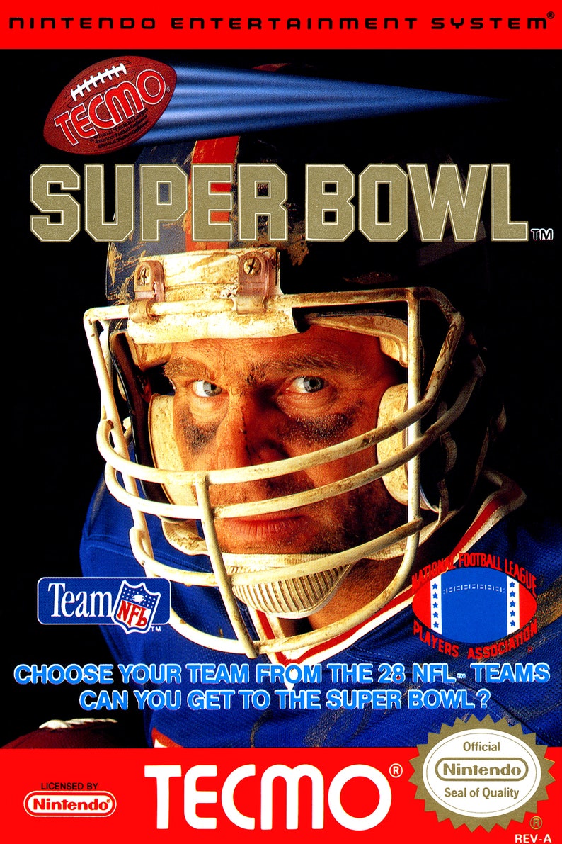 Tecmo Super Bowl NES Game Box Cover Art Poster Multiple Sizes Etsy