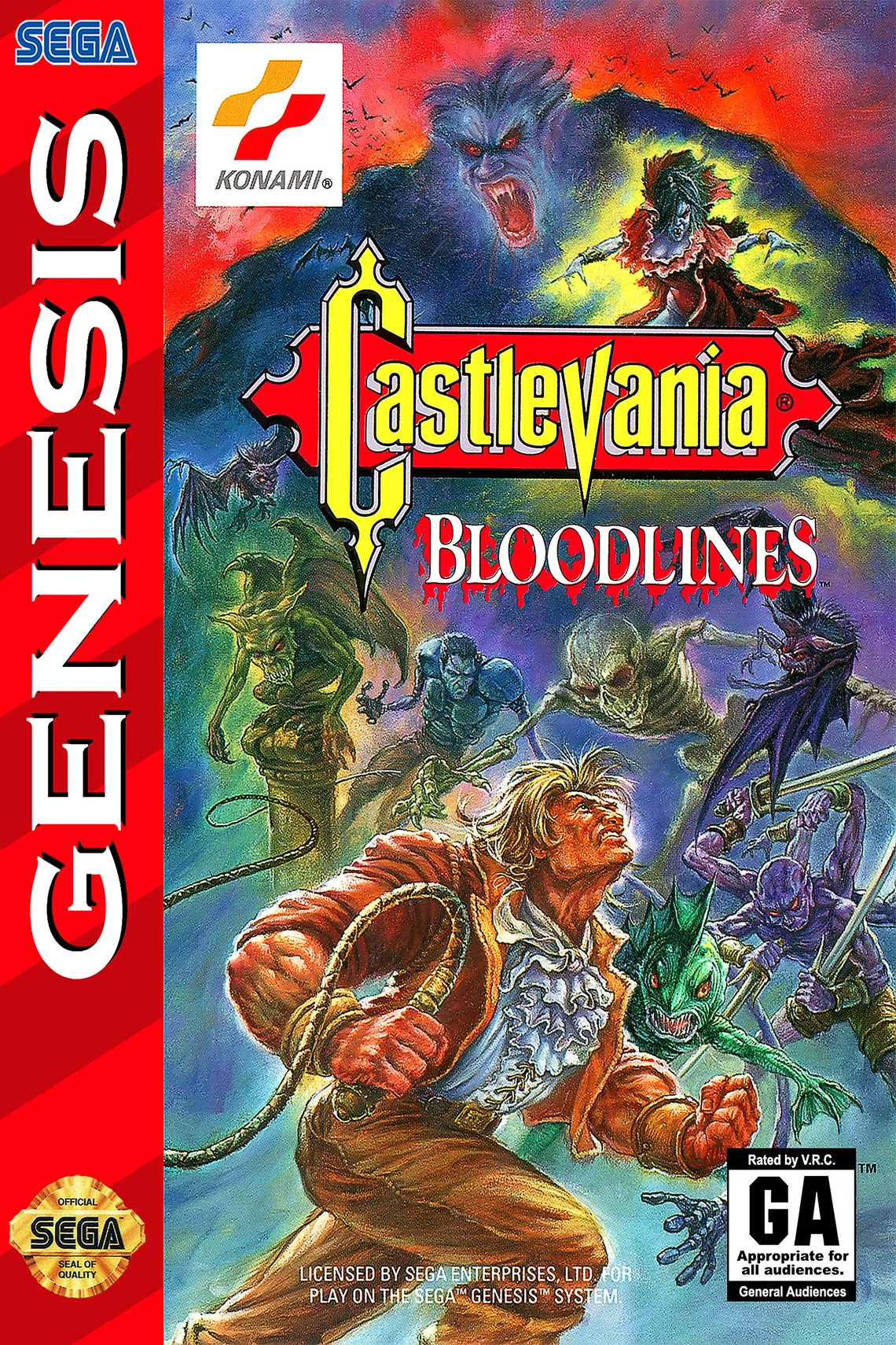 Castlevania Bloodlines Sega Genesis Game Box Cover Art Poster Etsy