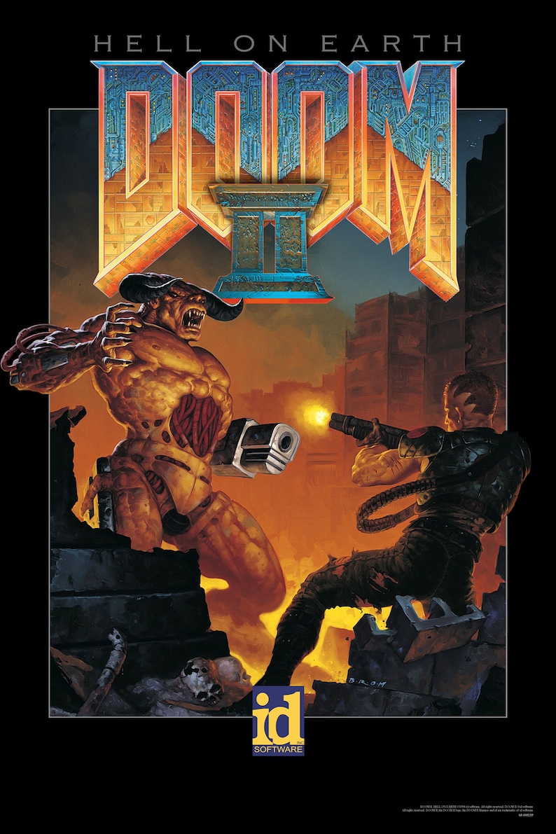 DOOM 2 Classic PC Game Box Cover Art Poster Multiple Sizes and Etsy