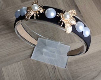 Bumble Bee Headband. Embellished With Pearls and Bees. Crown  display picture 3