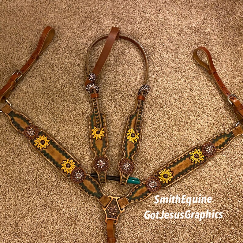 Sunflower Horse Breast Collar Bridle Set Add Crystals Etsy
