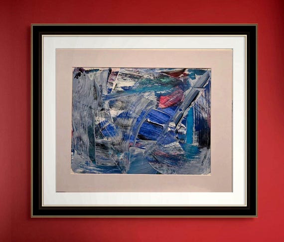 Original abstract painting acrylic on paper with Mat 11x14