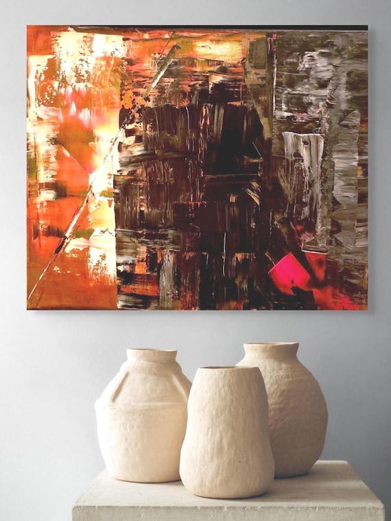 Original Abstract  Art Modern Art Modern Bright Red Acrylic Art Textured Modern Art Original Wall Art Modern Abstract Painting