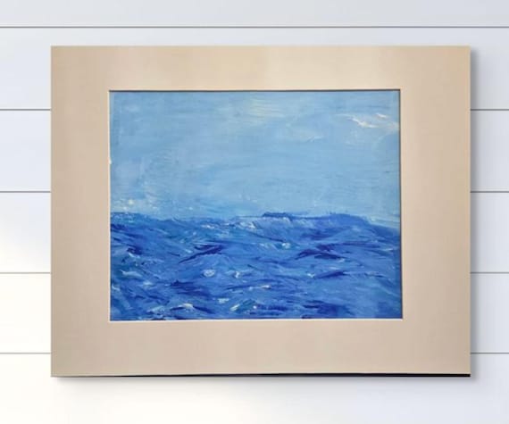 Original Abstract Ocean Scene with mat 11x14"