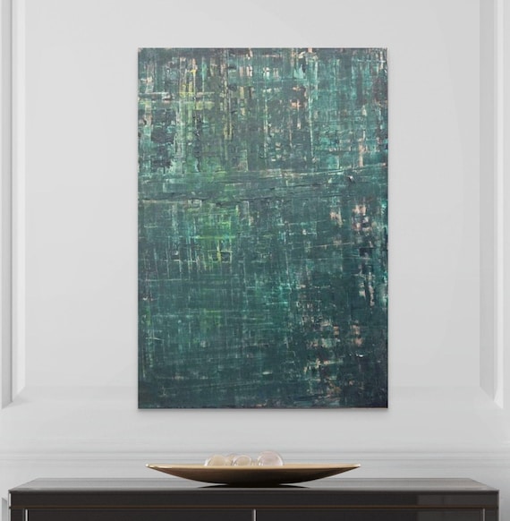 Original abstract  acrylic on stretched canvas painting  22x28  Brilliant Blues