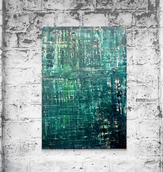 Original abstract  acrylic on stretched canvas painting  22x28  Brilliant Blues