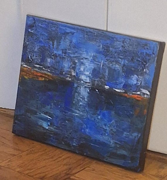 Original Abstract Art  Abstract Painting Seascape Horizontal Wall Art  Contemporary Artwork  Textured Artwork Abstract Wall Art Sea Scene