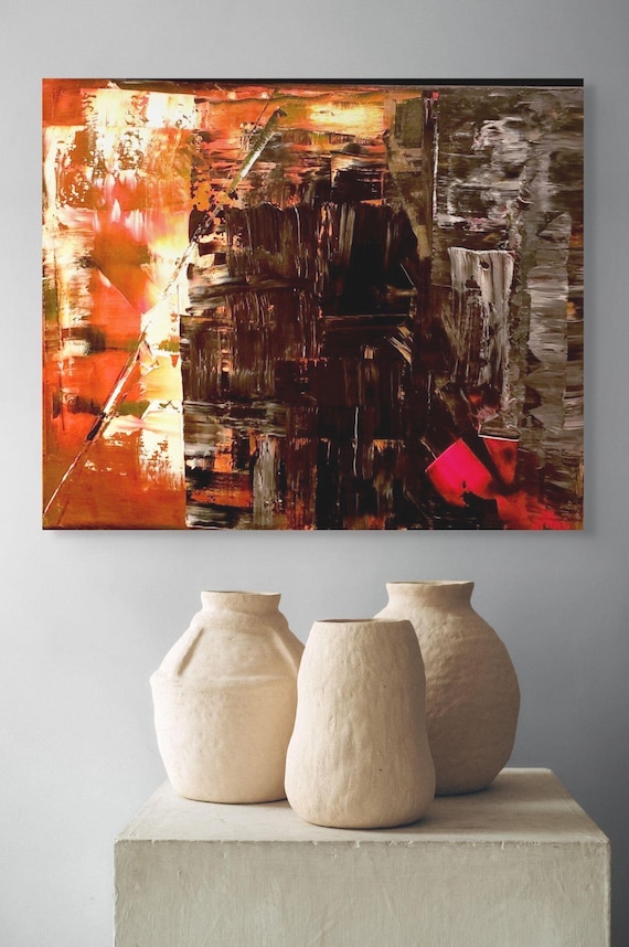 Original Abstract  Art Modern Art Modern Bright Red Acrylic Art Textured Modern Art Original Wall Art Modern Abstract Painting