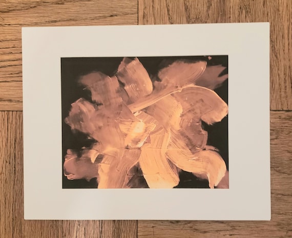 Abstract Painting Print: 11x17" Matted bright yellow black