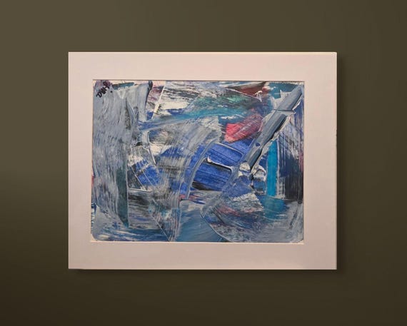 Original abstract painting acrylic on paper with Mat 11x14