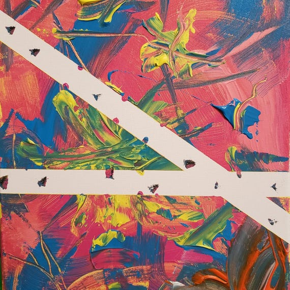 Abstract PRINT with mat 11x14 colorful pink cobalt