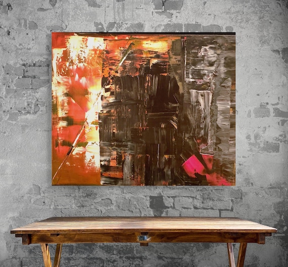 Original Abstract  Painting  Modern Art Modern Bright Red Acrylic Art Textured  20x24 signed  one of a kind