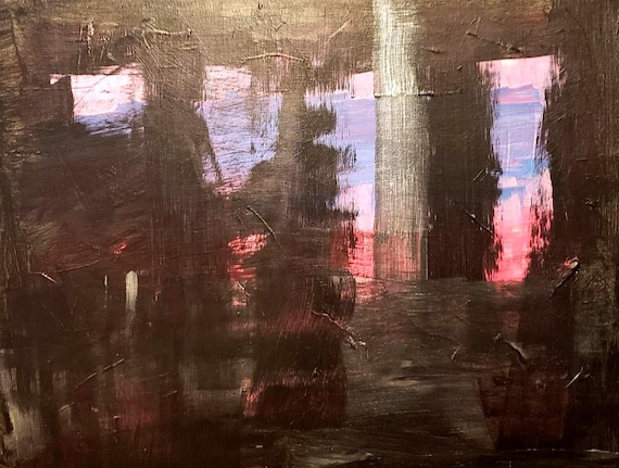 Abstract PRINT 11x14 with mat Pink and Blue sky