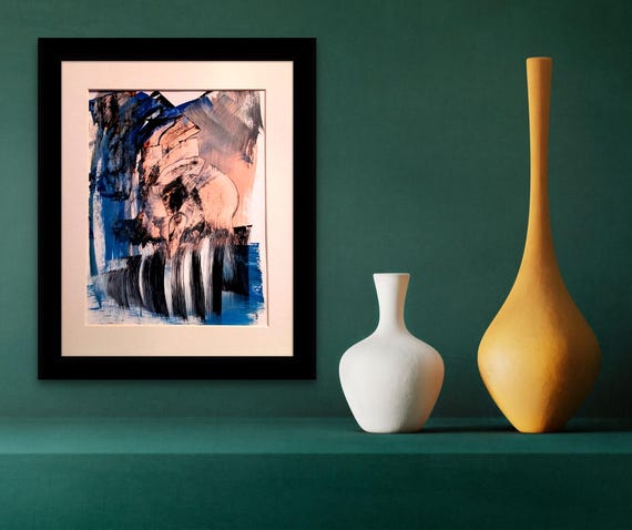 Original  abstract Framed 14x17  Modern art Abstract Wall Art Original Wall Art Multicolor Modern Art Modern Art in Black Frame