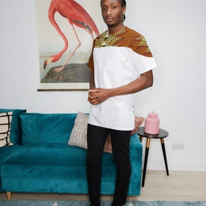 Toure Mens African Print Shirt,  Ankara print shirt, African Men&#39;s Shirt, African print Jersey Shirt, Short Sleeve Ankara Shirt