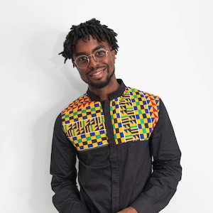 Mens African Print Shirt, Kente African Print Shirt, Bouaka Kente Shirt