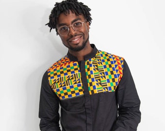 Mens African Print Shirt, Kente, African gifts for him,Kente Shirt, slim fit shirt, African men's fashion
