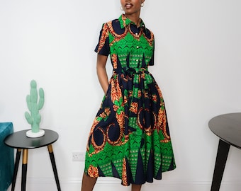 African Print Dress, Ankara Dress, African print midi dress, African clothing for her, Ankara midi dress