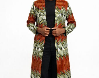 Abrigo largo para hombre con estampado africano / Abrigo llamativo de Ankara / Chaqueta étnica de lujo / Abrigo para festivales / Moda masculina africana