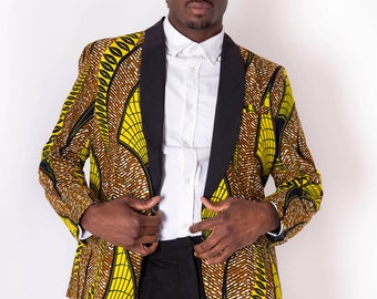 Herren-Blazer mit afrikanischem Print, Ankara Herren-Blazer, Blazer mit afrikanischem Print, Anzugjacke mit afrikanischem Print, Ankara-Blazeranzug