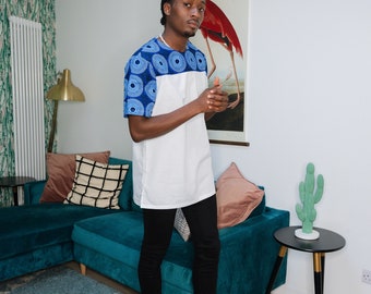 Koite Mens African Print Shirt, Ankara print shirt, African Men's Shirt, African print Jersey Shirt,Short Sleeve Ankara Shirt