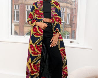 Ankara African Print Kimono Jacket: Long Duster Coat